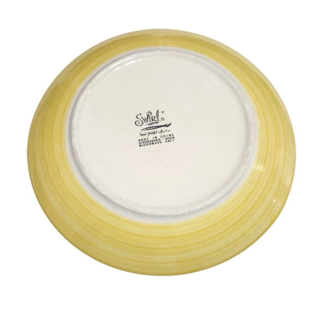 Tabletops‎ Unlimited Swirl Hand Painted Yellow 11 inch Stoneware Dinner Plate